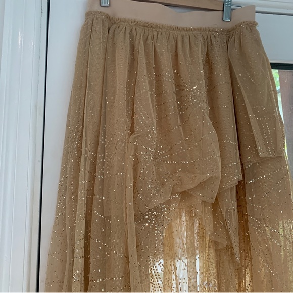 Free People Can’t Stop The Feeling gold glitter skirt M - Picture 2 of 5
